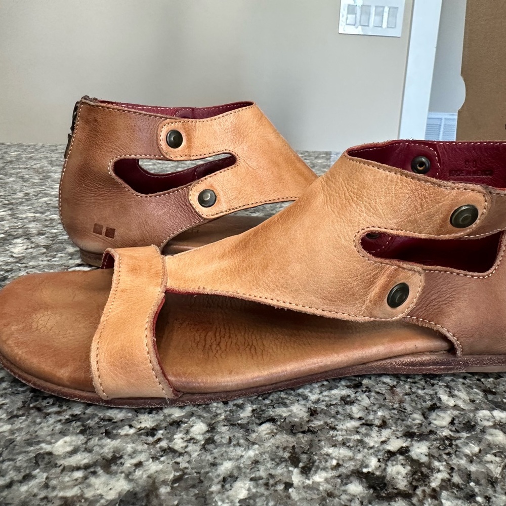 Brown Leather Sandals with Cutout Design